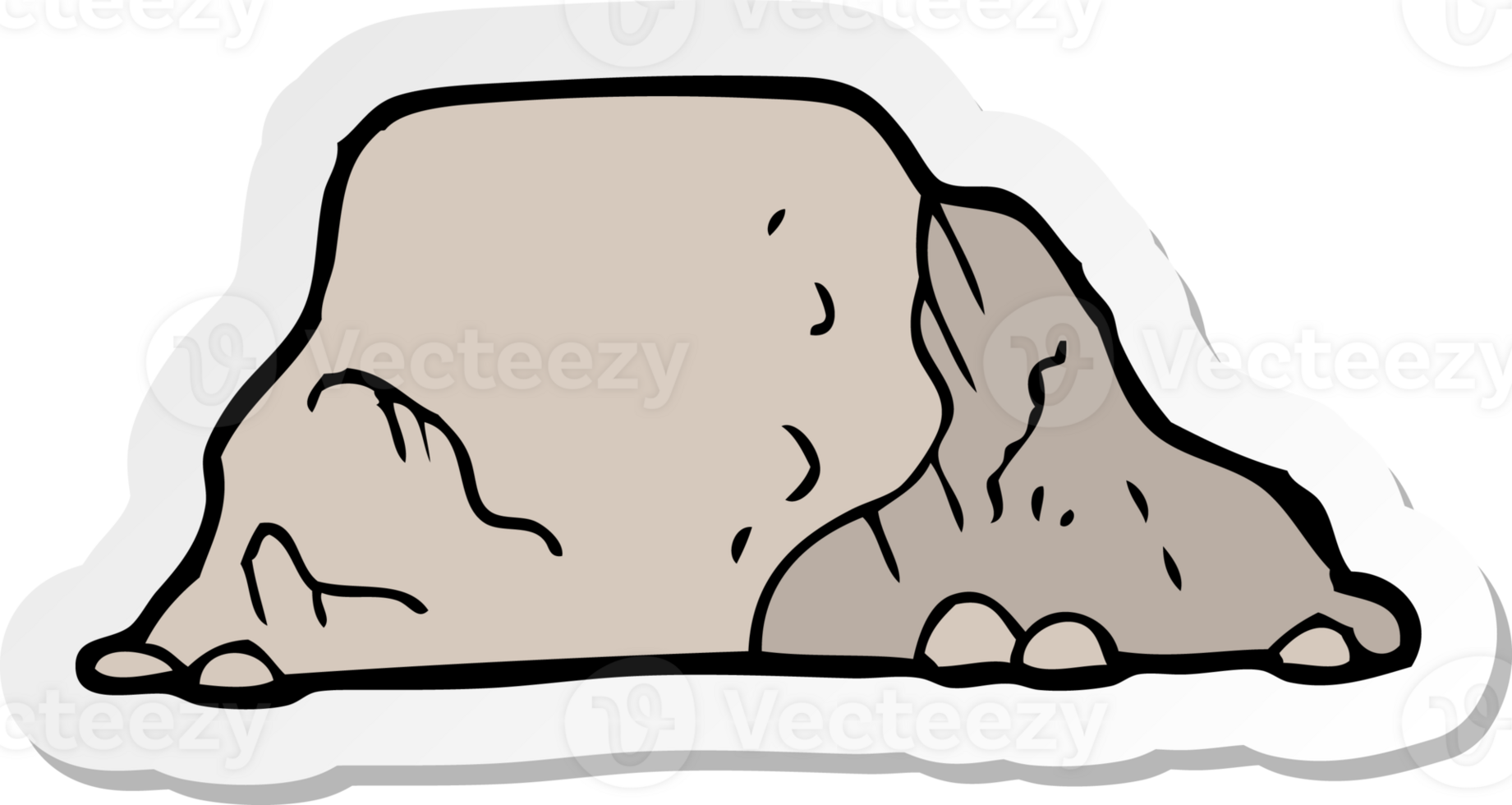 sticker of a cartoon rock png