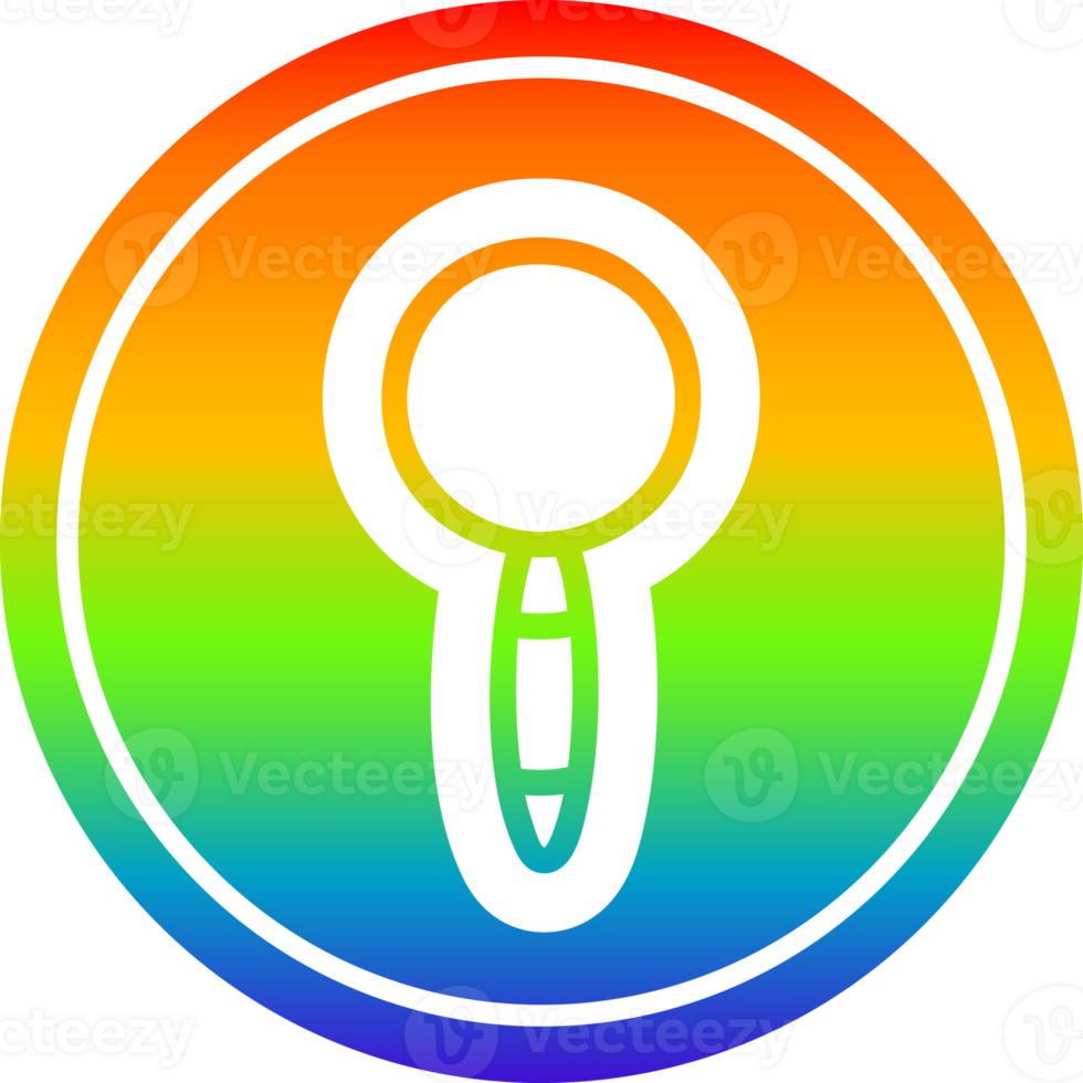 magnifying glass circular icon with rainbow gradient finish png