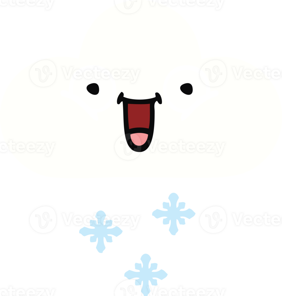 flat color retro cartoon snow cloud png