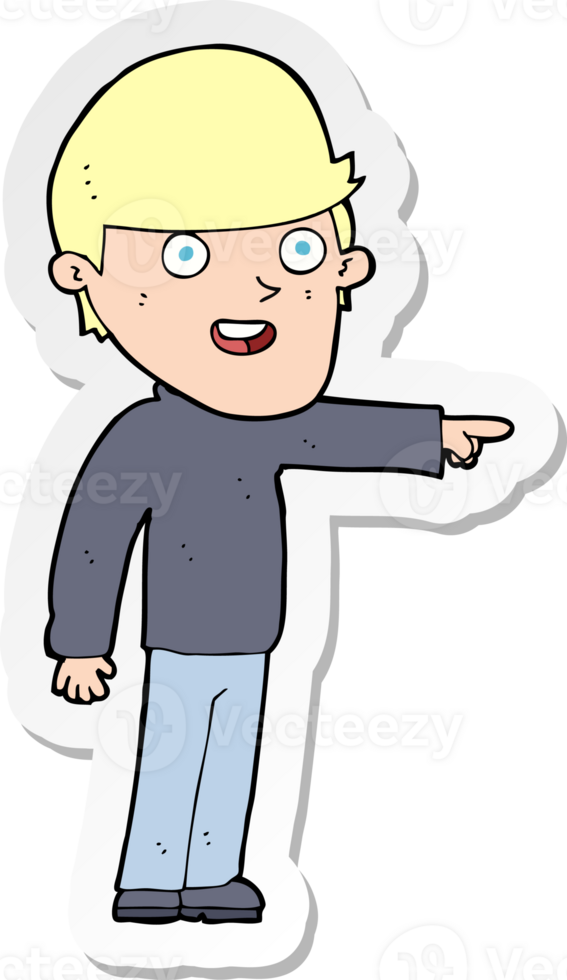 sticker of a cartoon pointing man png
