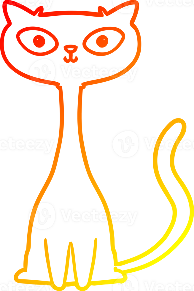 warm gradient line drawing of a cartoon cat png