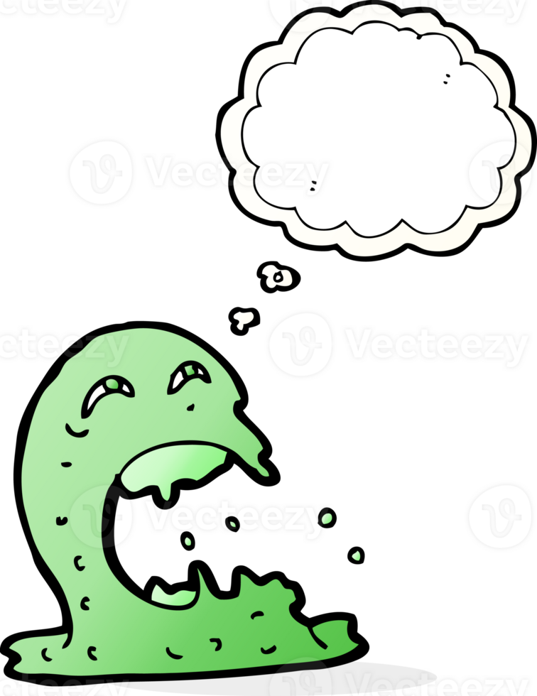 cartoon gross ghost with thought bubble png