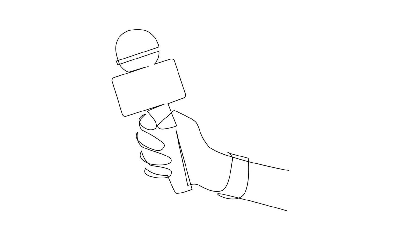 Continuous Line Drawing of Vector wired microphone icon