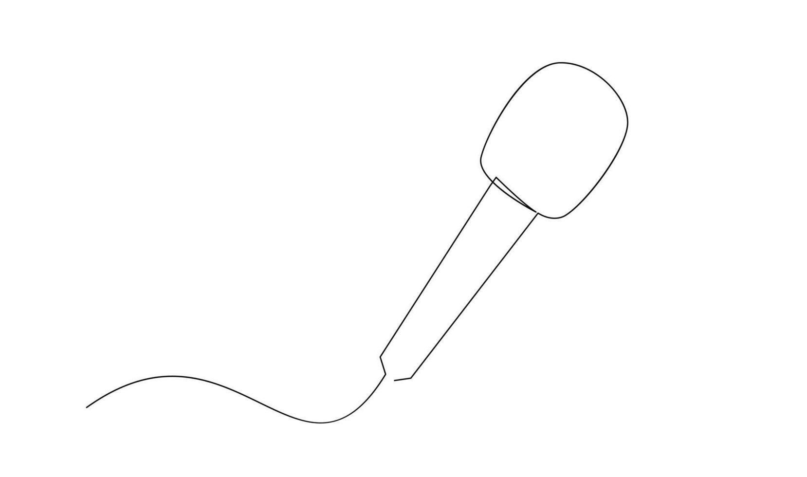 Continuous Line Drawing of Vector wired microphone icon