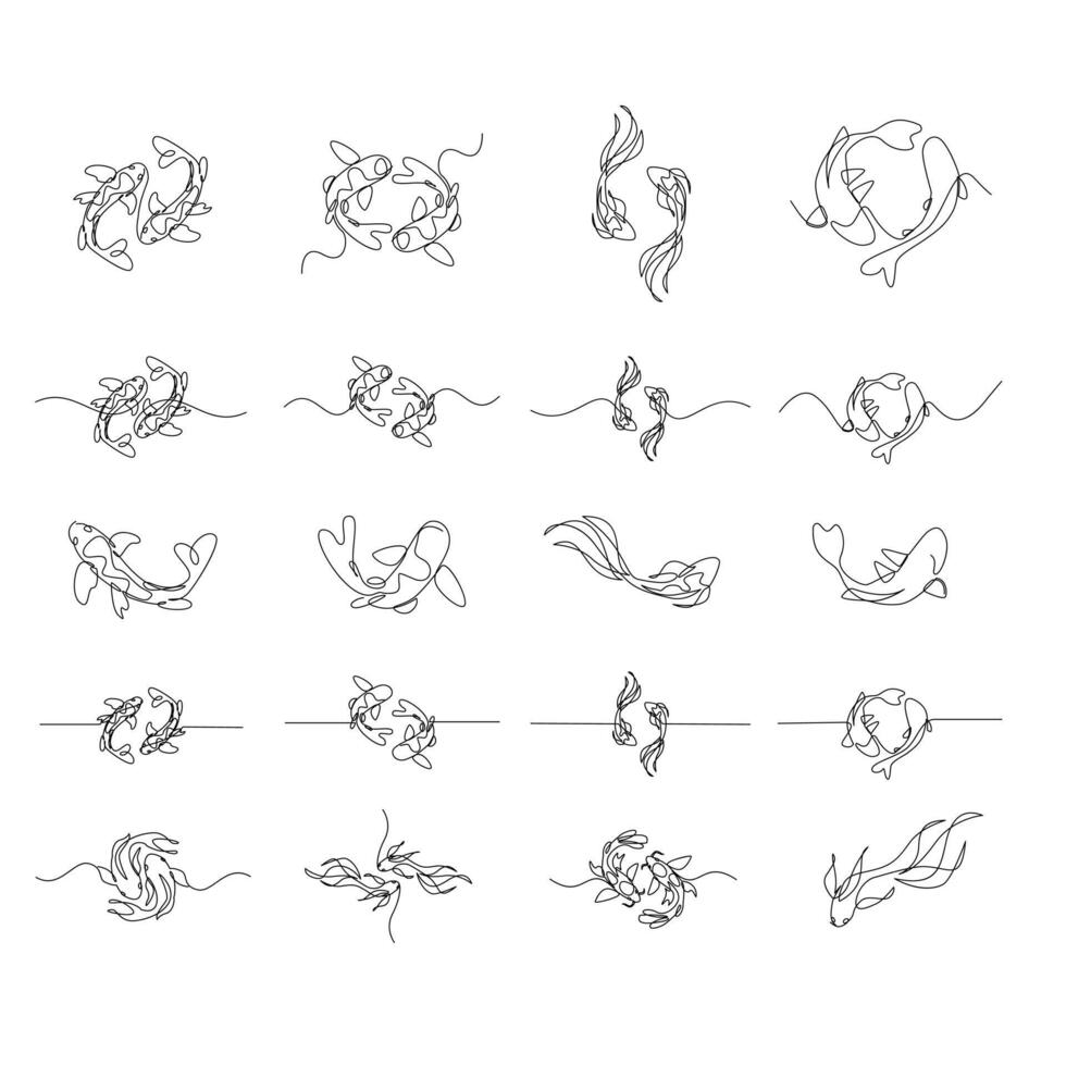 koi carpa pescado en el blanco antecedentes en un continuo soltero línea dibujo estilo vector