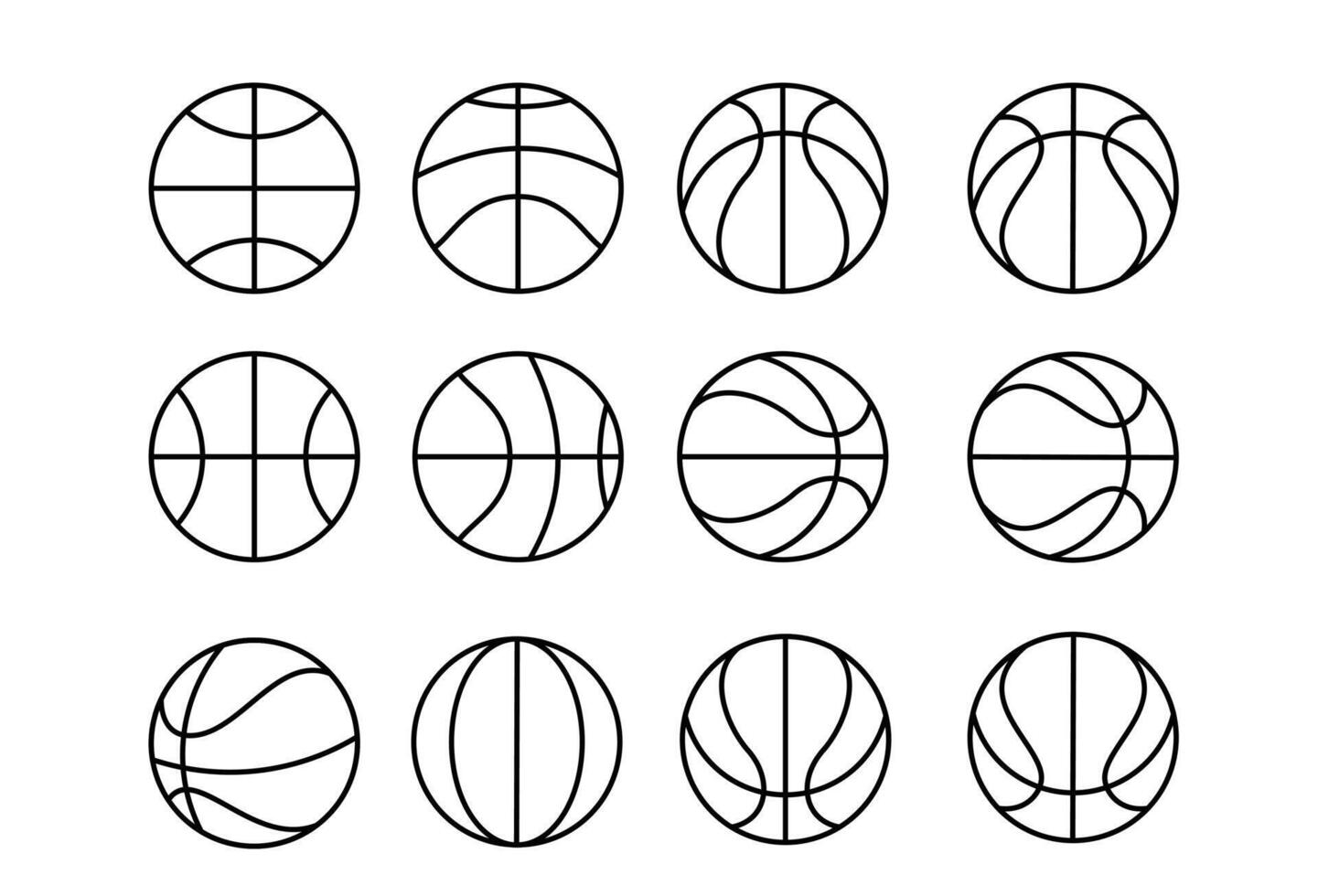 Set of basketball balls. Vector illustration isolated on a white background.