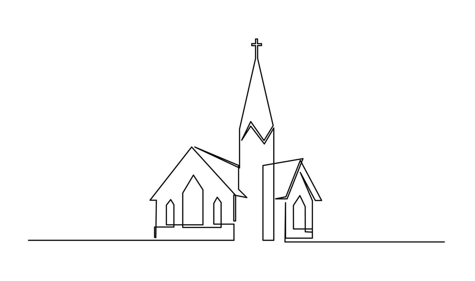 Church One line drawing isolated on white background vector