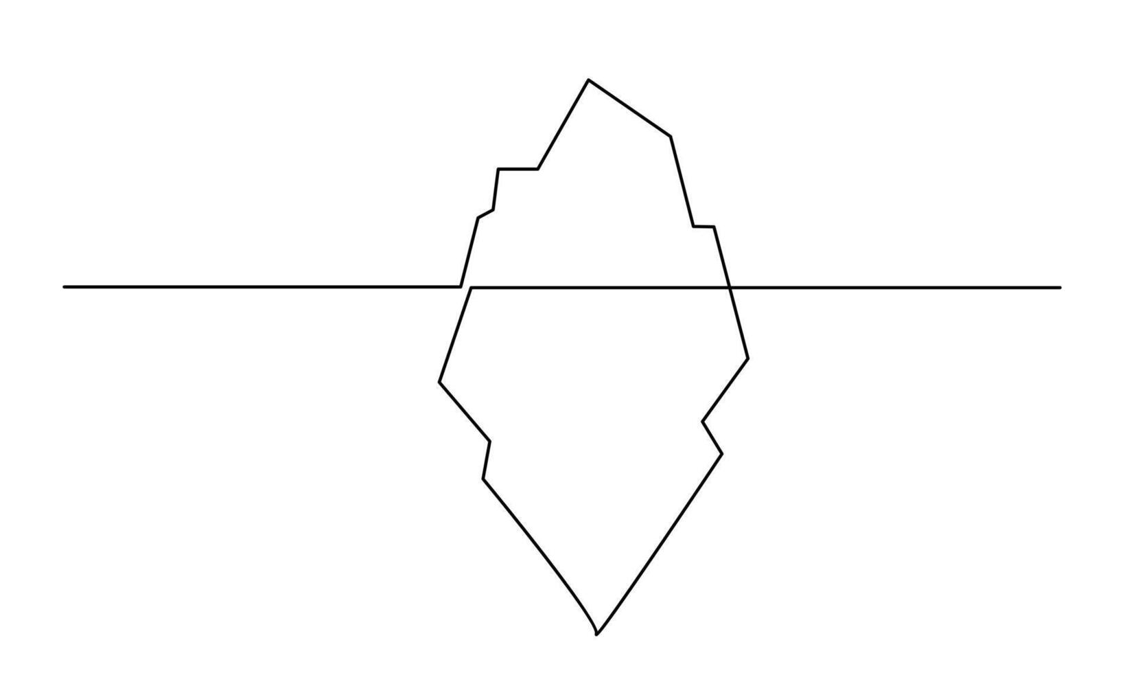 One line drawing of iceberg floating on sea. One continuous line drawing of appearance and global warming. vector