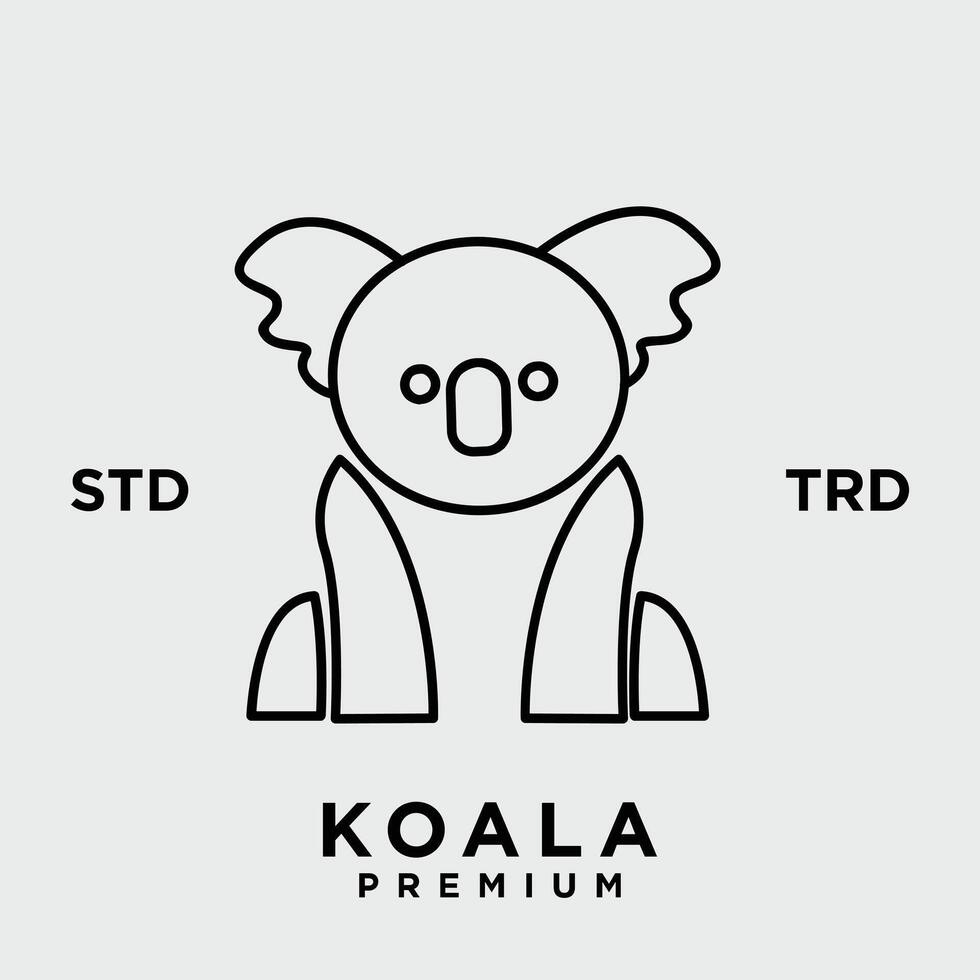 Koala outline logo icon. Australian animal for web and design vector