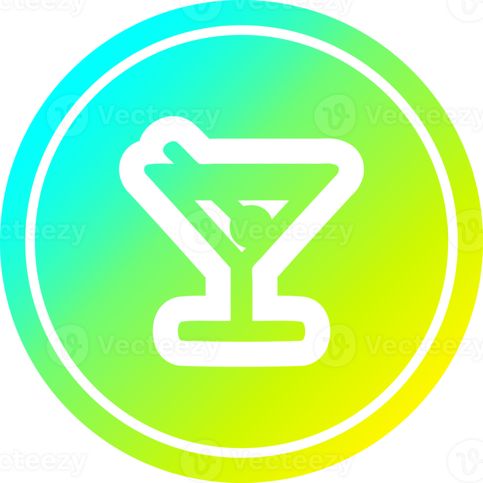 cocktail with olive circular in cold gradient spectrum png