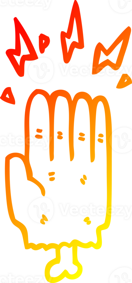 warm gradient line drawing of a cartoon magic halloween zombie hand png