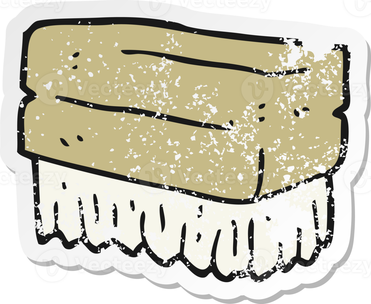 retro distressed sticker of a cartoon scrubbing brush png
