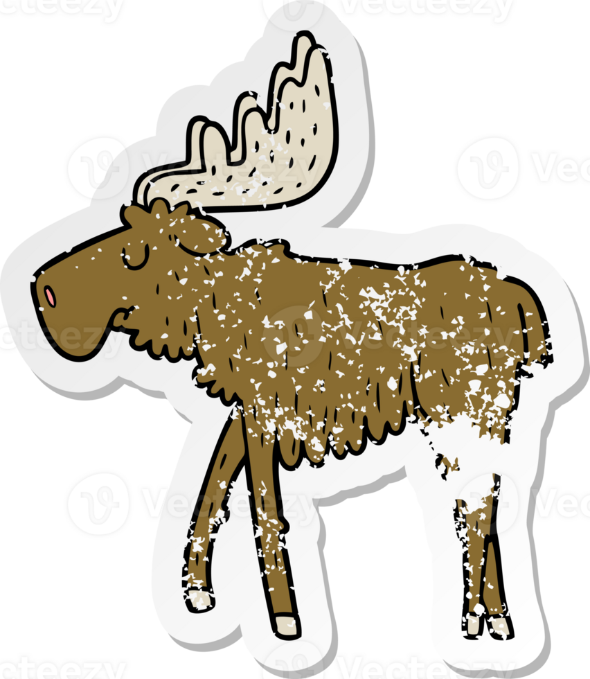 nödställda klistermärke av en tecknad älg png