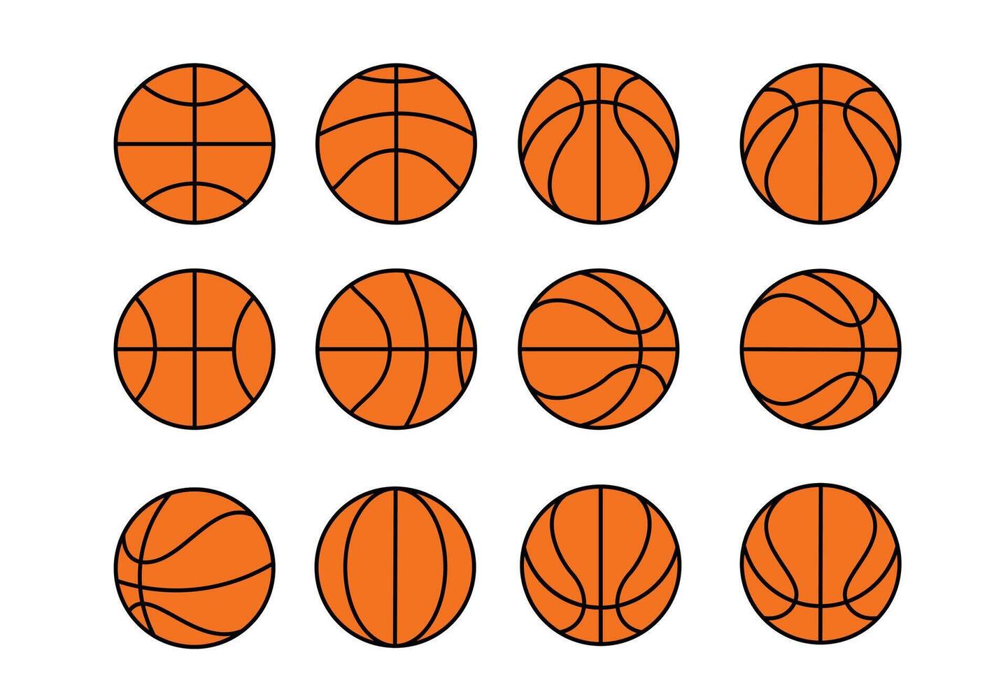 Set of basketball balls. Vector illustration isolated on a white background.