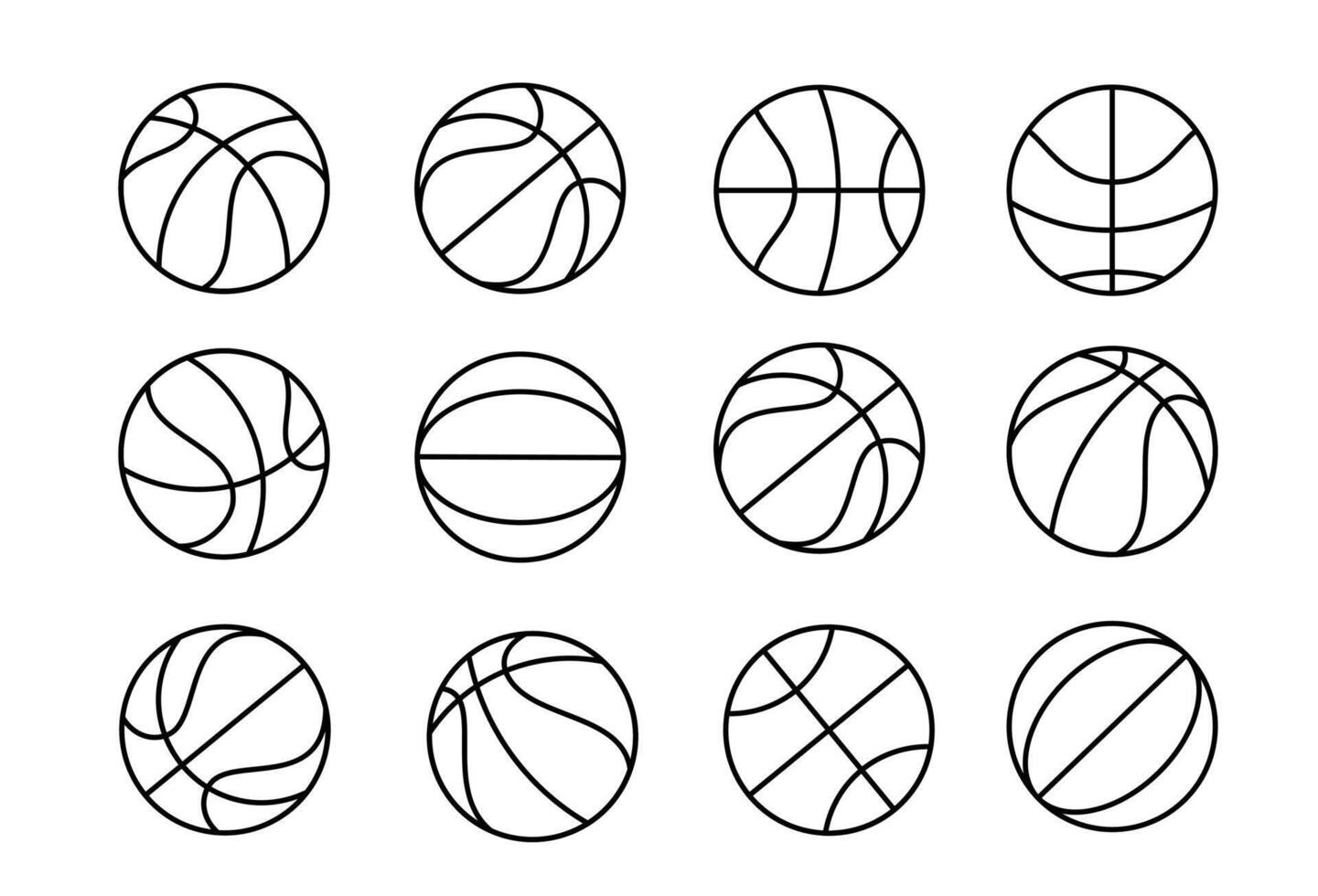 Set of basketball balls. Vector illustration isolated on a white background.