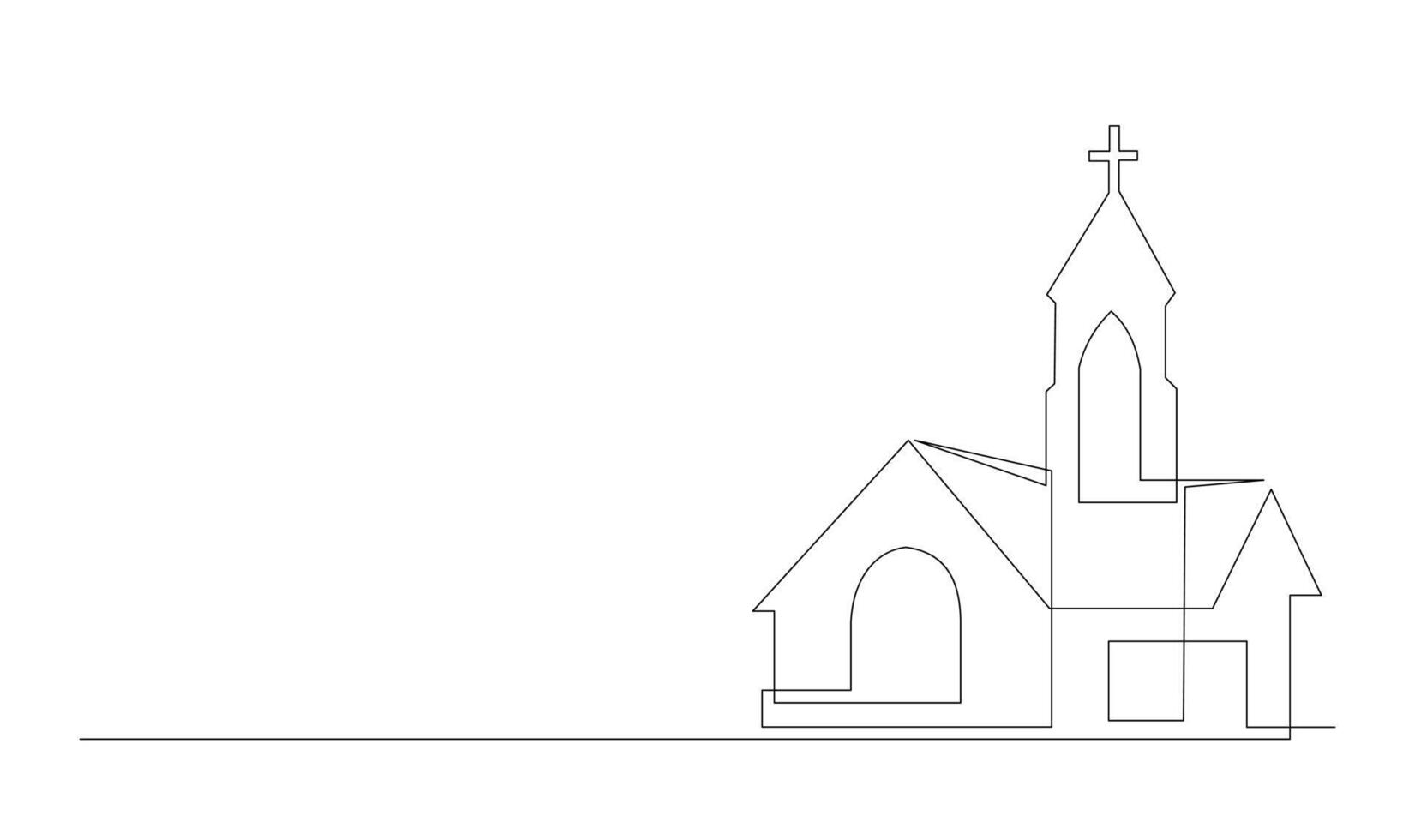 Church One line drawing isolated on white background vector