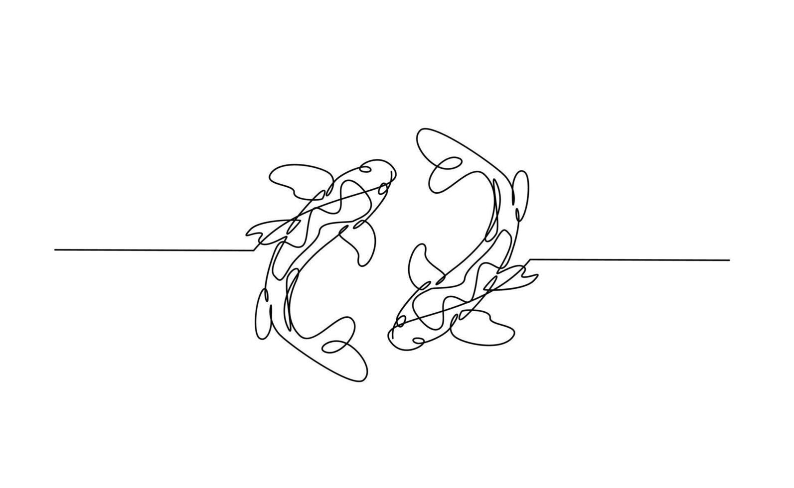 koi carp fish on the white background in a continuous single line drawing style vector