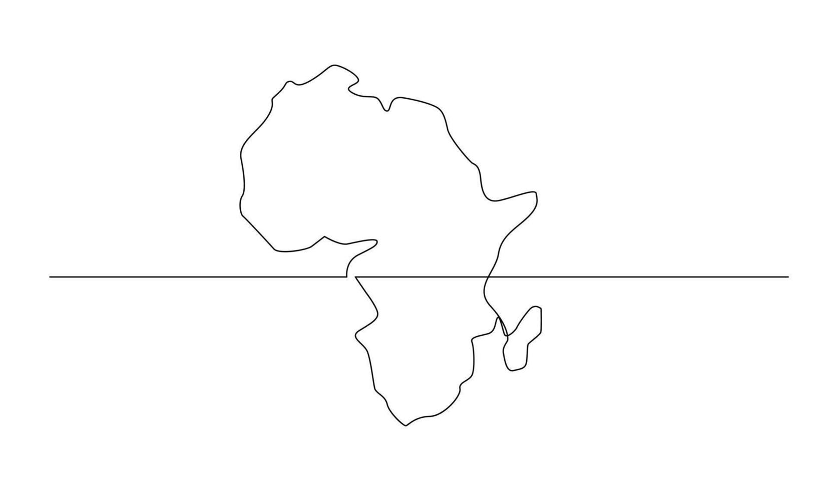 Single continuous line art map of Africa vector