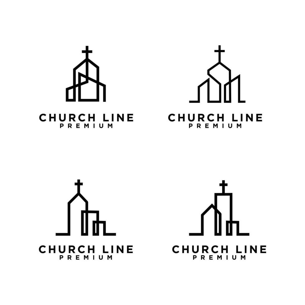 church single line logo vector
