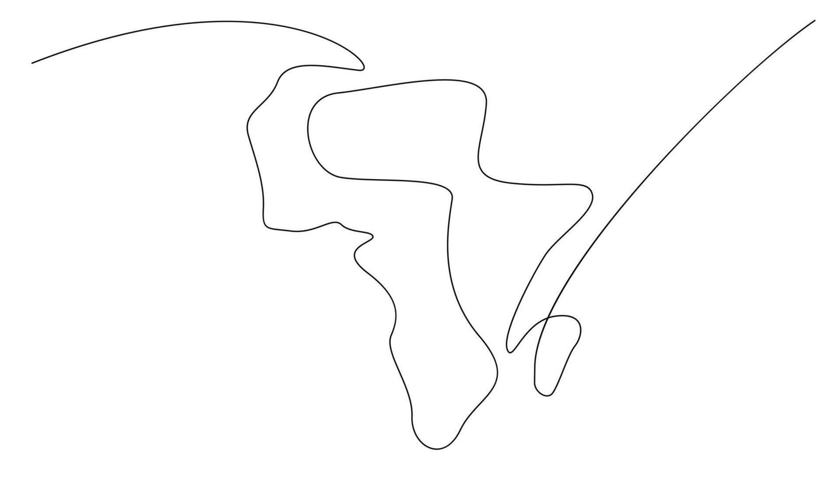 Single continuous line art map of Africa vector