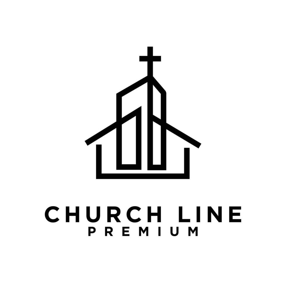 church single line logo vector
