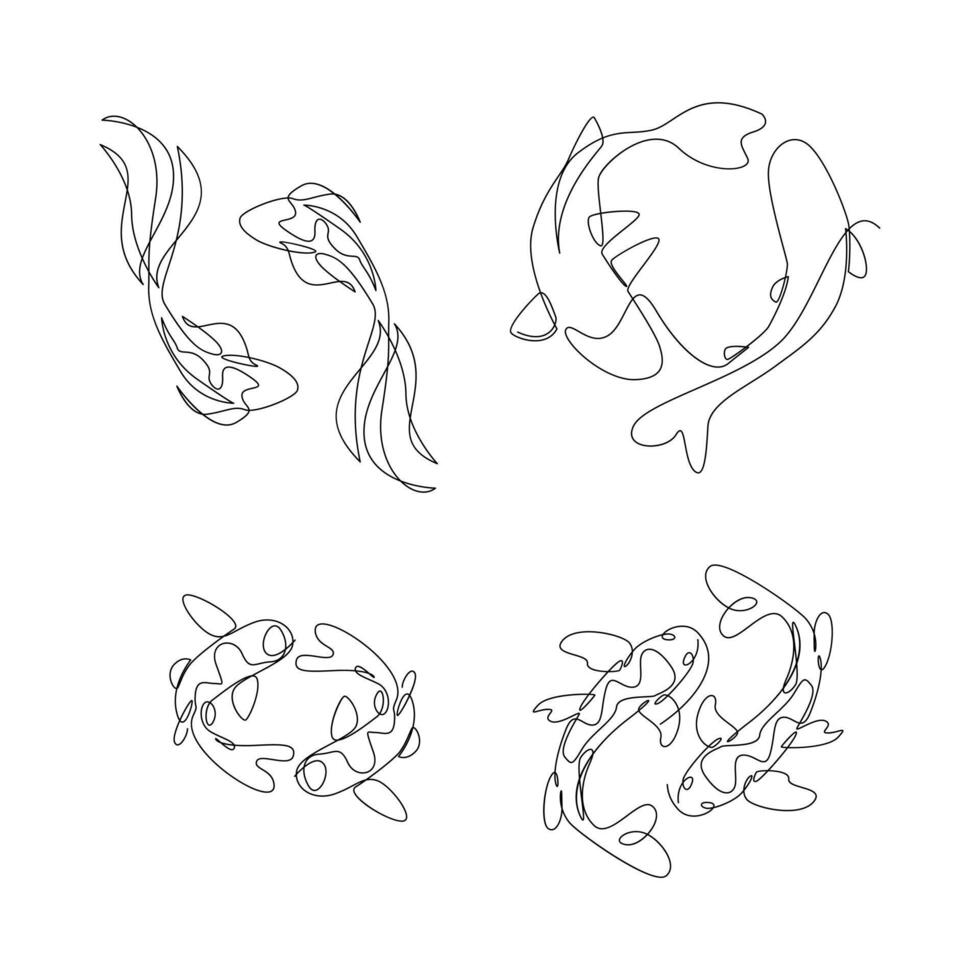koi carp fish on the white background in a continuous single line drawing style vector