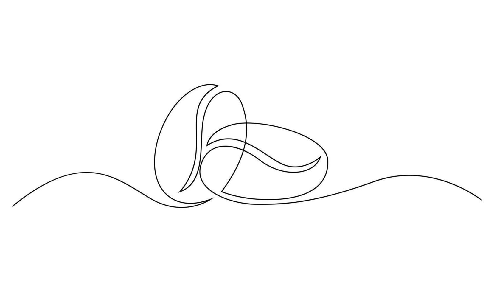 Linear coffee grain background. One continuous line drawing of a coffee bean vector