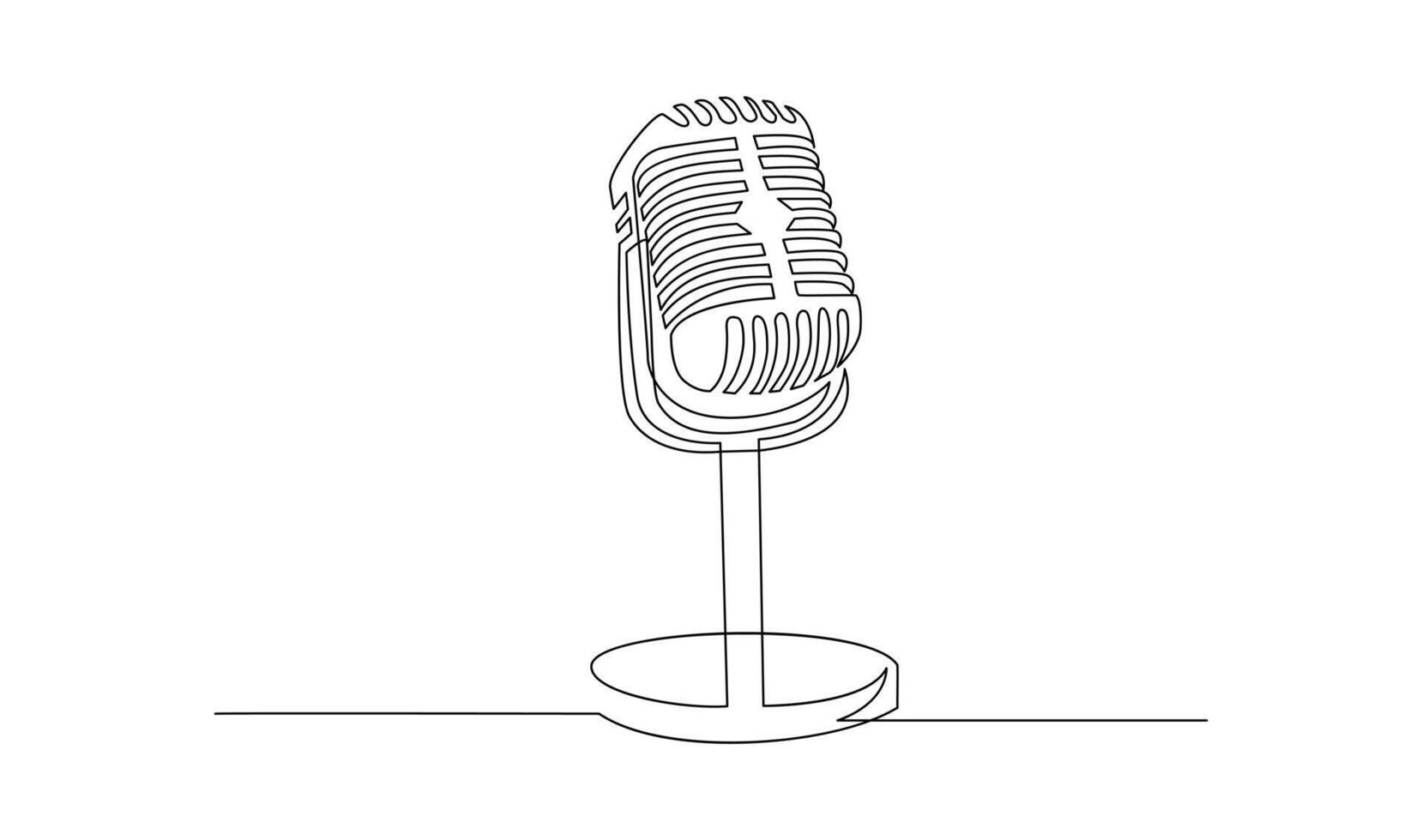 Continuous Line Drawing of Vector wired microphone icon