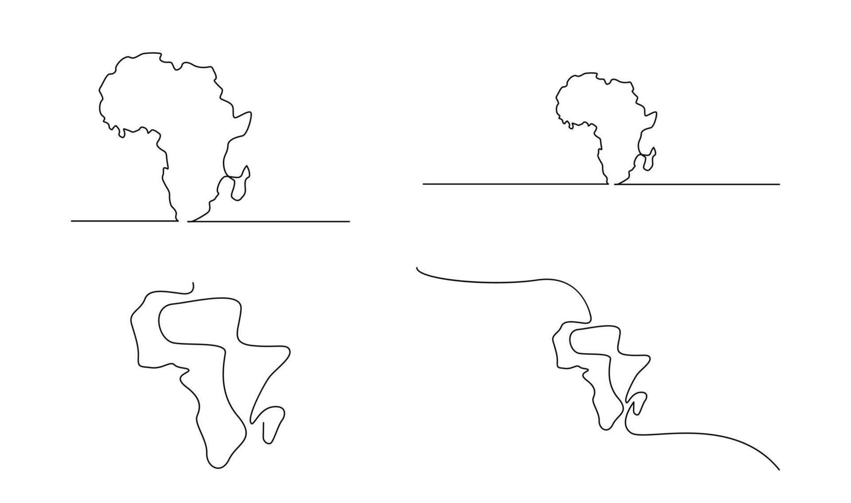 Single continuous line art map of Africa vector