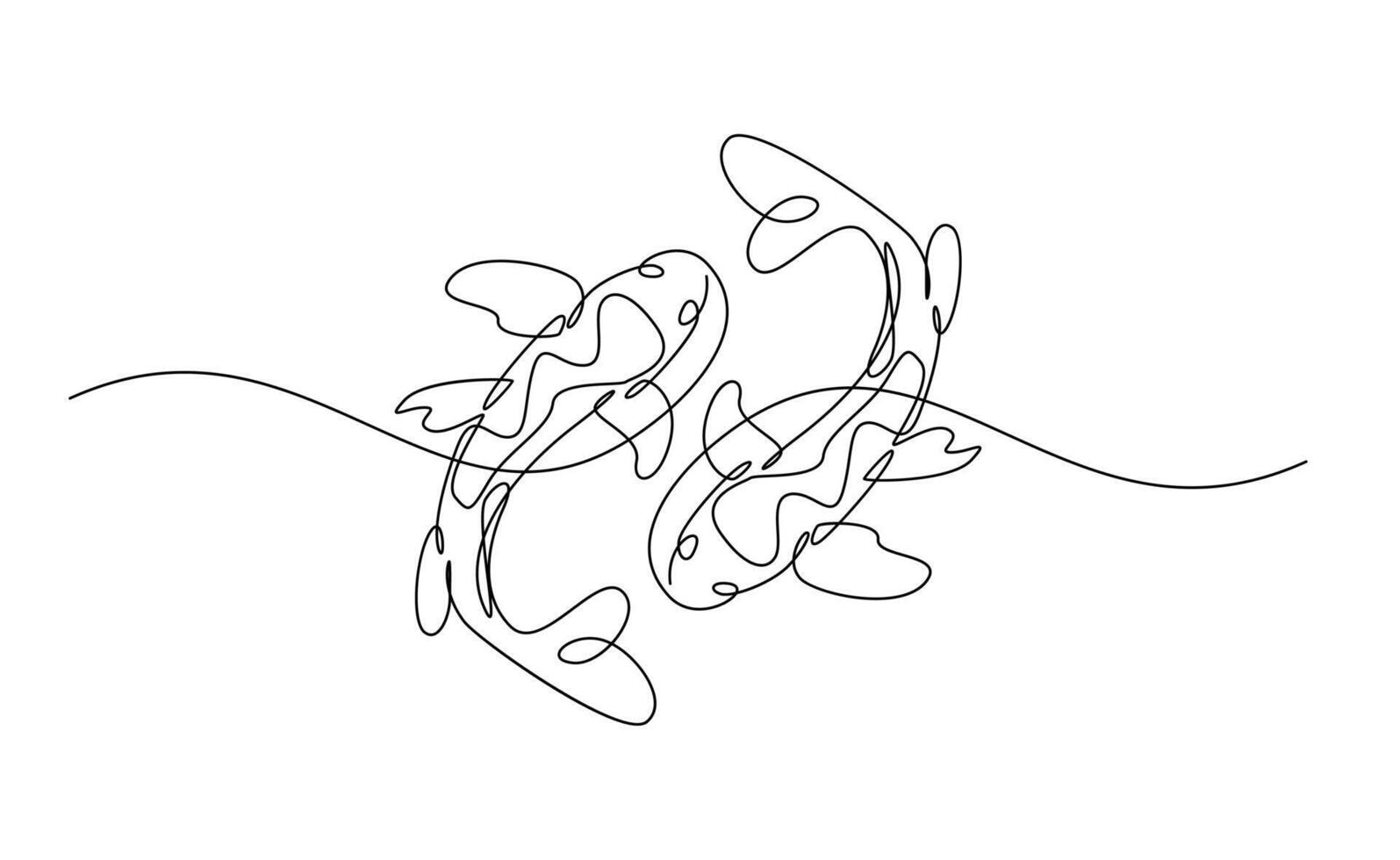 koi carp fish on the white background in a continuous single line drawing style vector