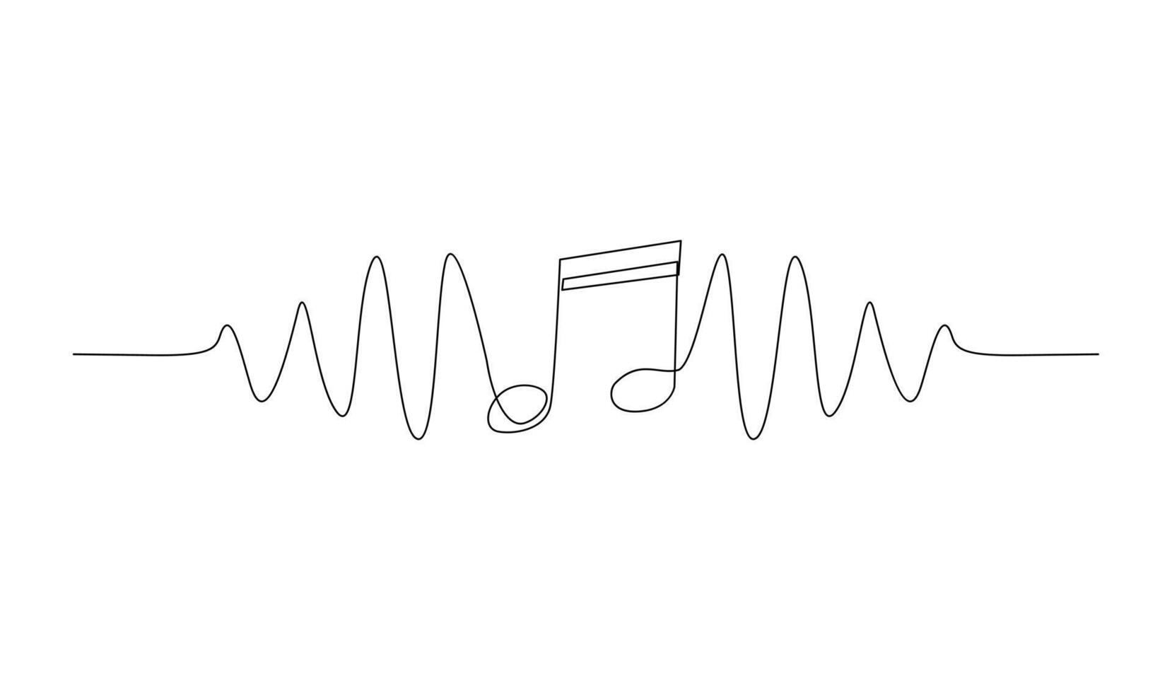 continuous single line drawing of music notes vector