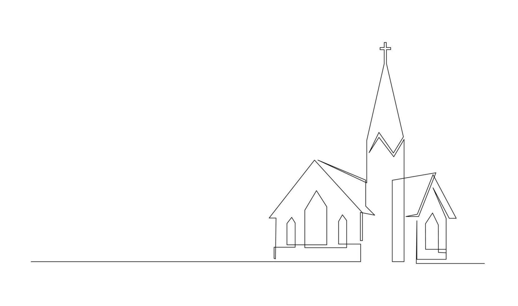 Iglesia uno línea dibujo aislado en blanco antecedentes vector