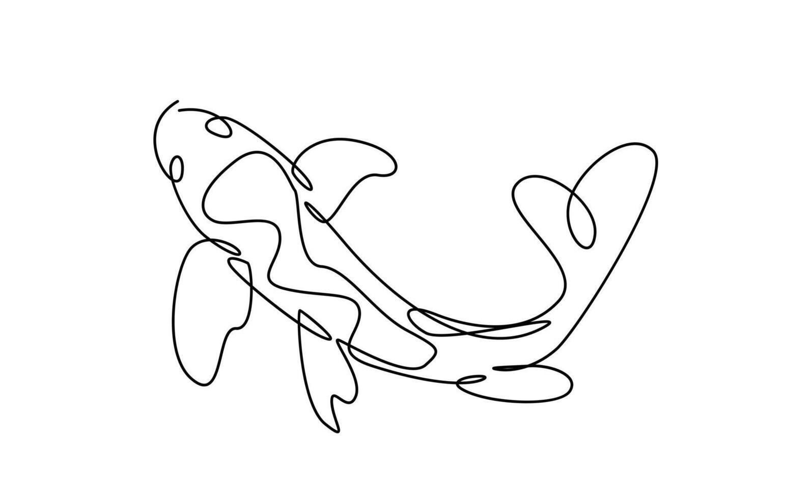 koi carp fish on the white background in a continuous single line drawing style vector