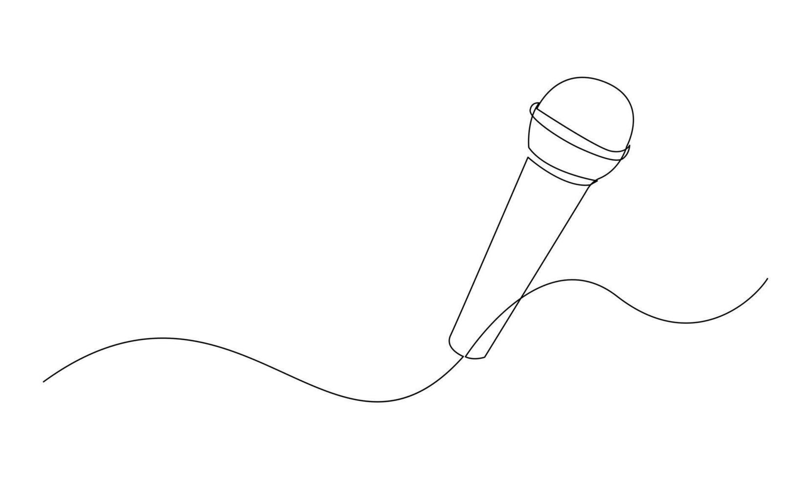 Continuous Line Drawing of Vector wired microphone icon