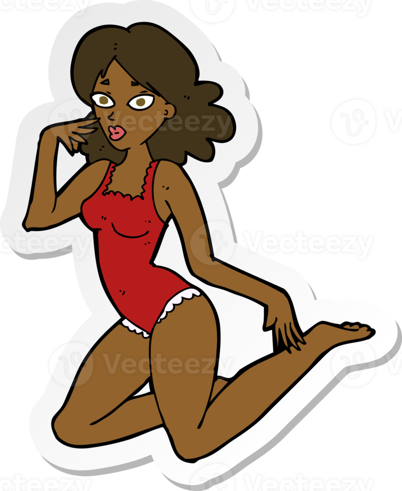 sticker of a cartoon woman in lingerie png