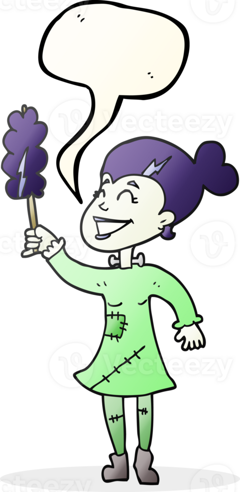 speech bubble cartoon undead monster lady cleaning png