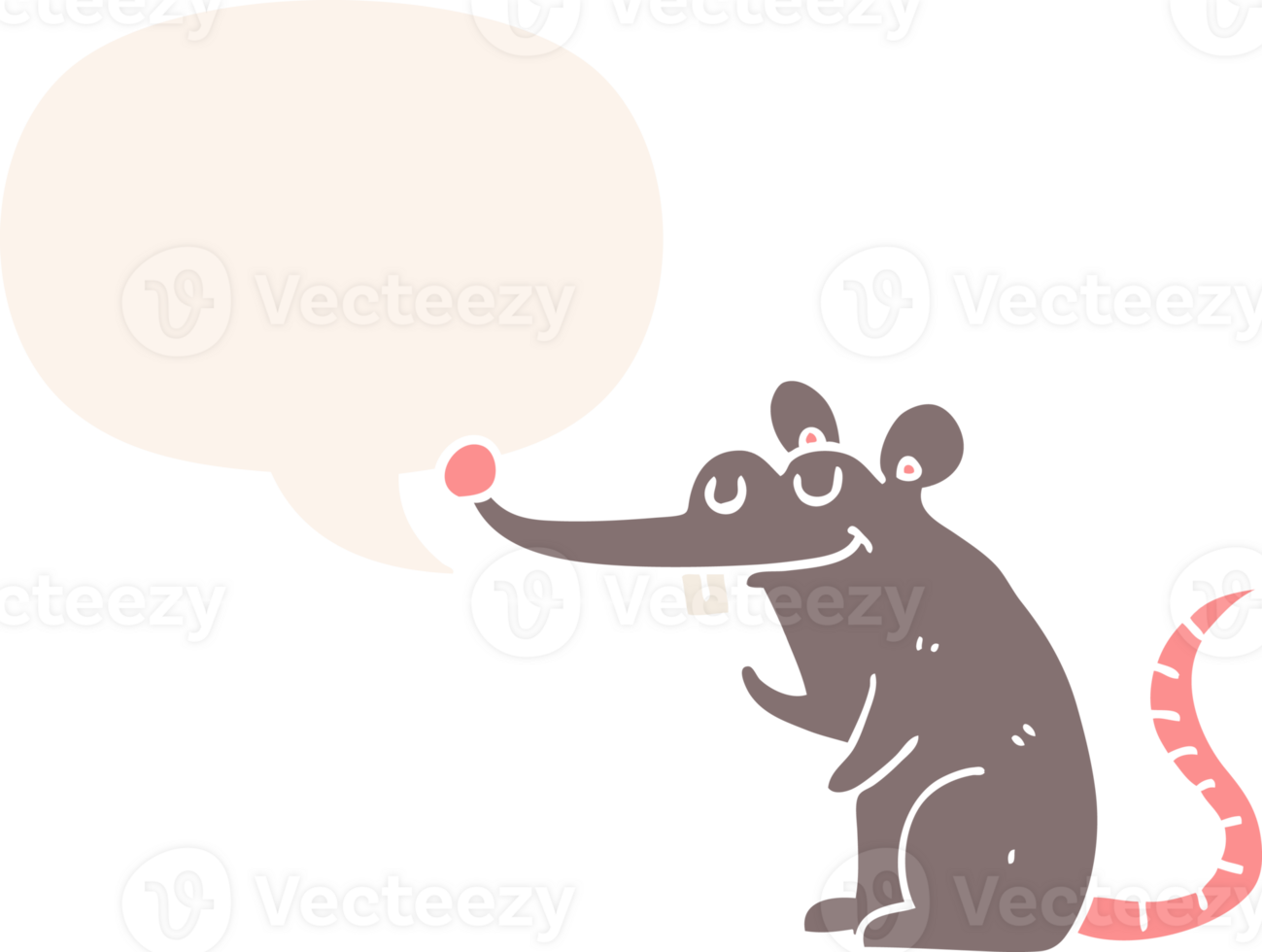 cartoon rat with speech bubble in retro style png