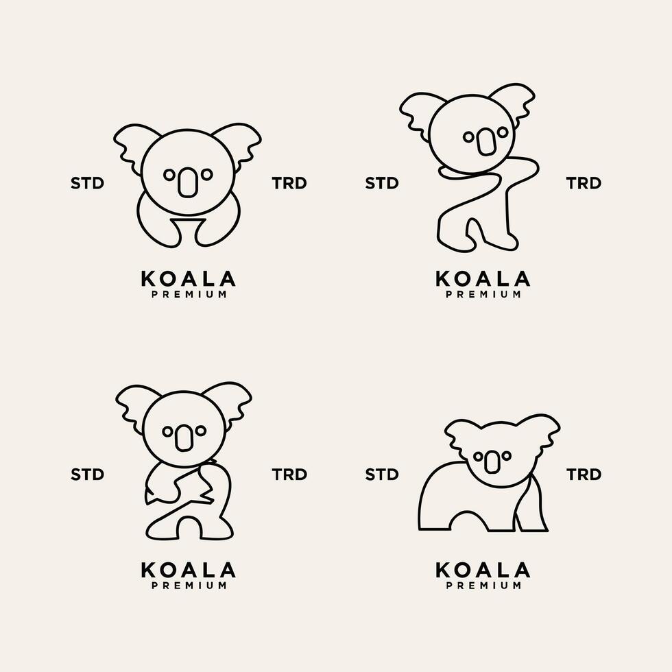 Koala outline logo icon. Australian animal for web and design vector