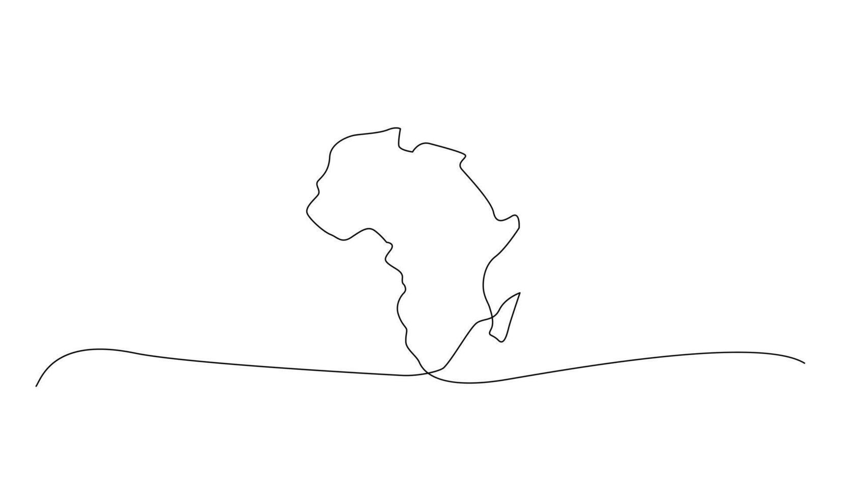 Single continuous line art map of Africa vector