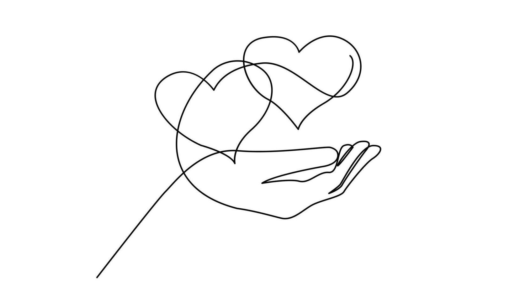 Continuous one line drawing hand holding heart. Charity donation linear symbol vector