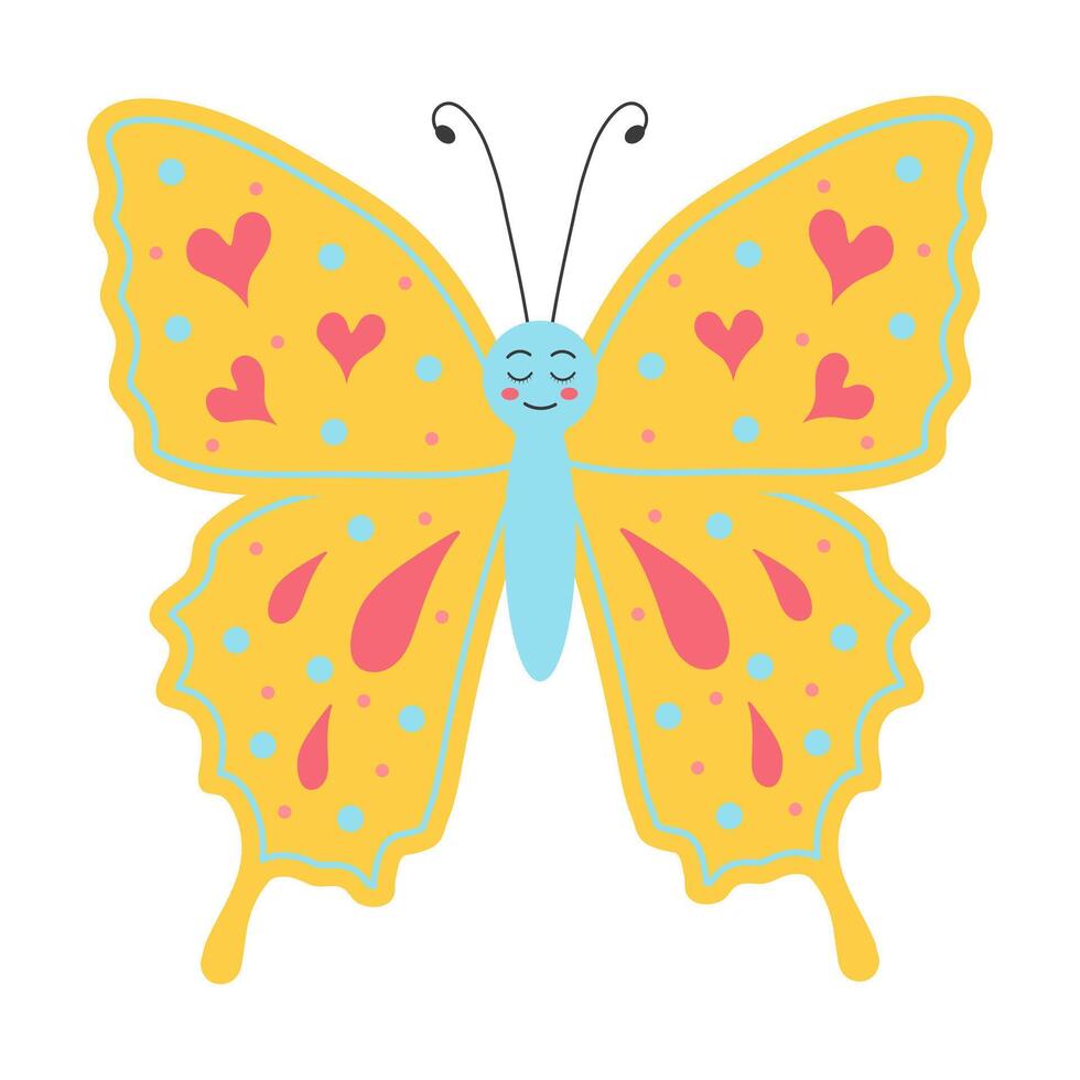 linda mariposa. bebé insecto. dibujos animados plano vector ilustración.