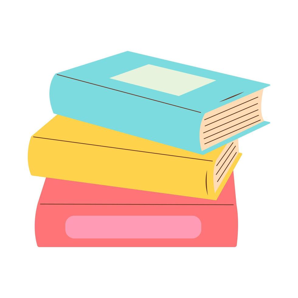 Stack of hardcover books. Colorful thick books pile. Vector illustration isolated on white background.