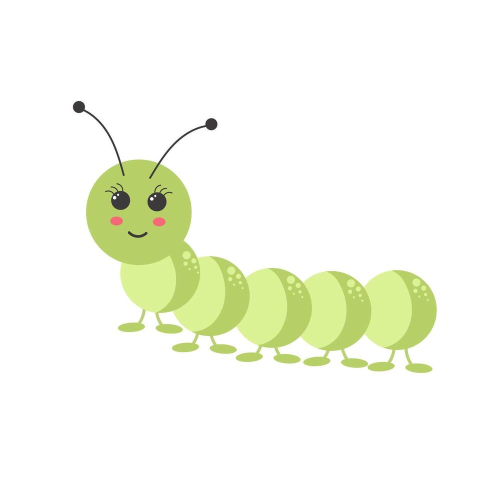 linda oruga. bebé insecto. dibujos animados plano vector ilustración.