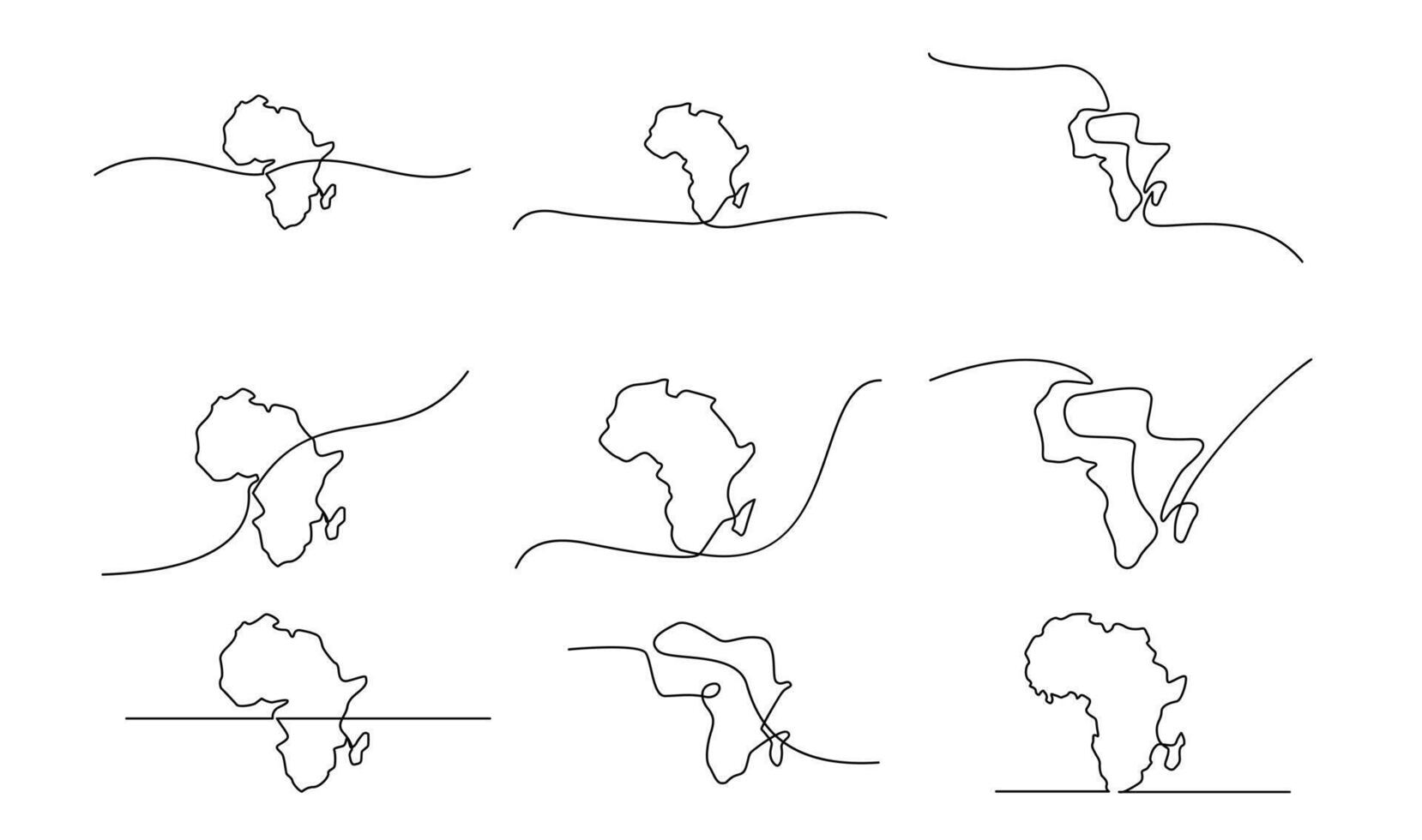 Single continuous line art map of Africa vector