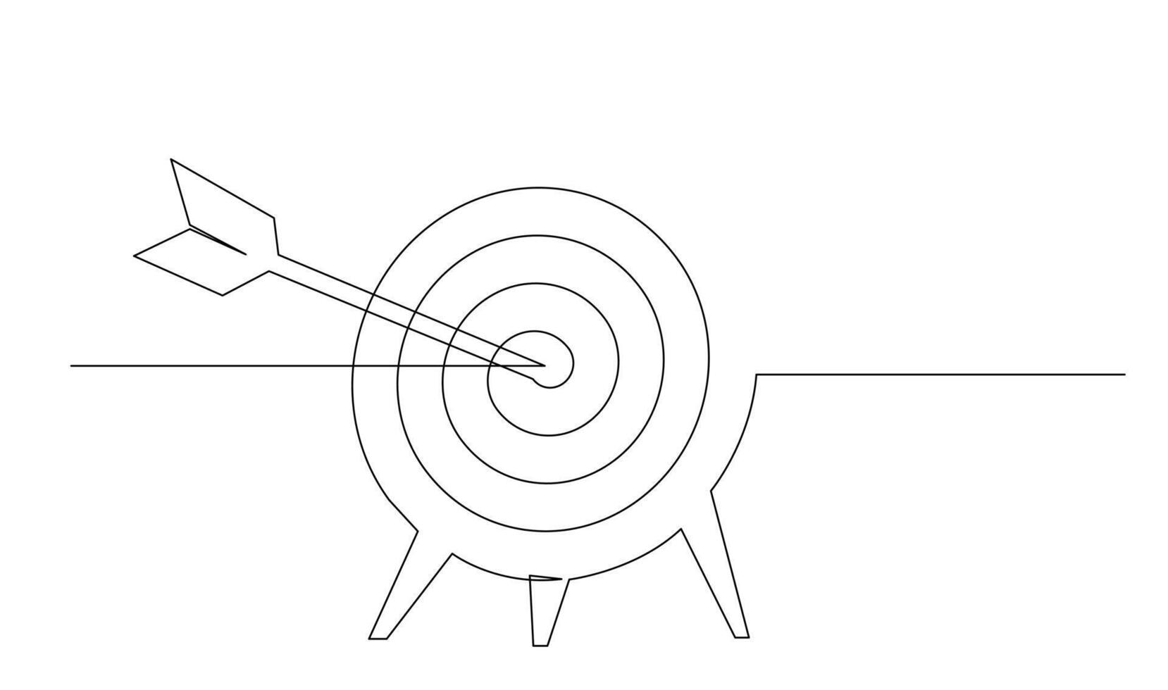 Continuous line drawing of arrow in center of target design vector