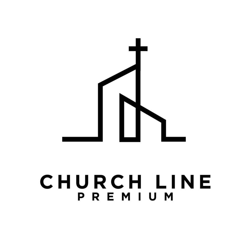 church single line logo vector