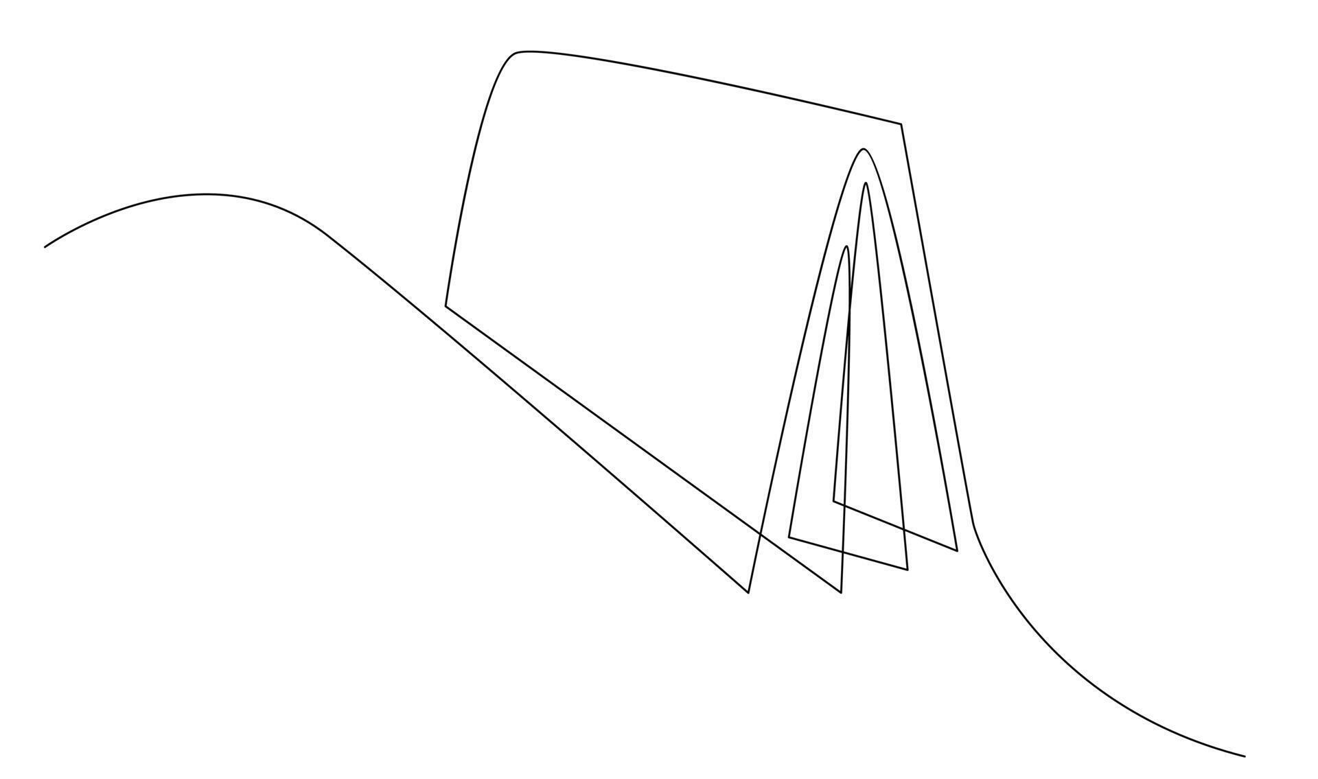 Continuous line art drawing of book. Opened book single line art