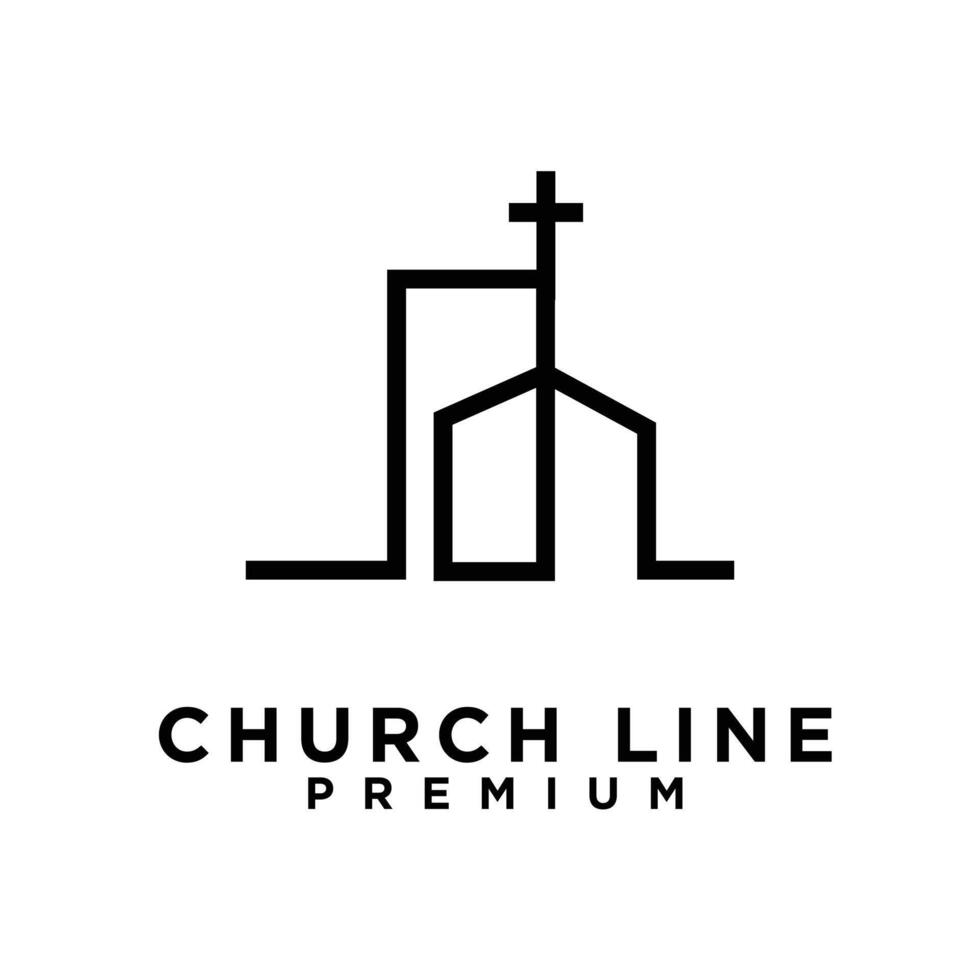 church single line logo vector