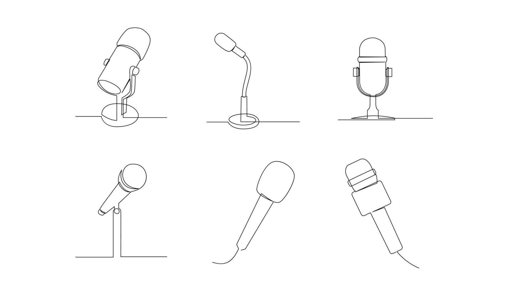Continuous Line Drawing of Vector wired microphone icon