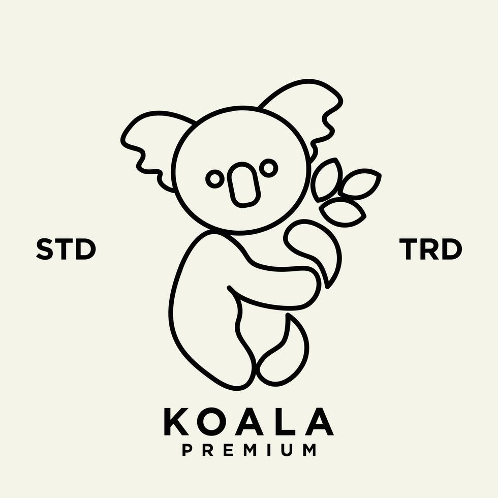 Koala outline logo icon. Australian animal for web and design vector